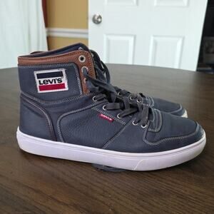 Levi's Shoes Mens Size 11 High Top Blue Casual Sneakers Leather Patch